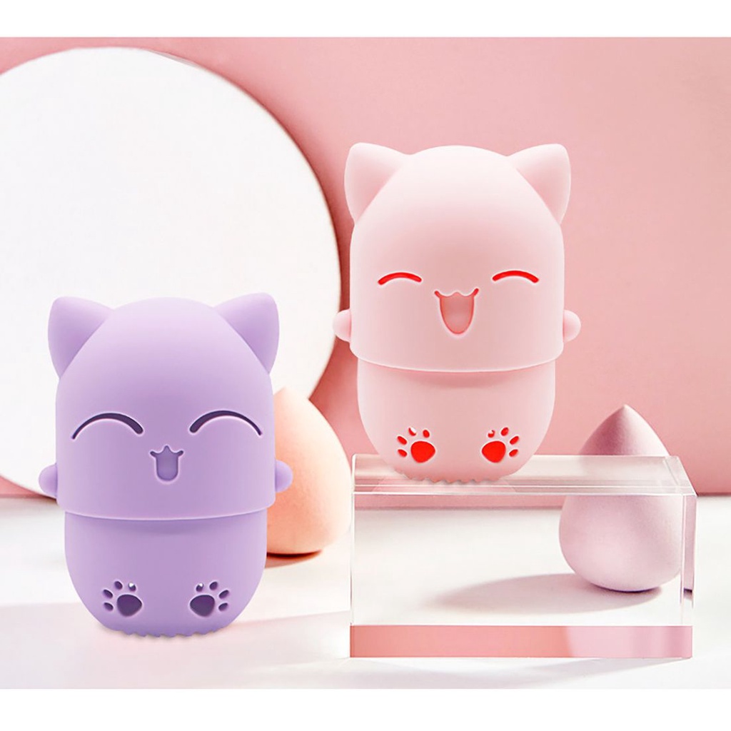 [Hàng mới về] Hộp đựng mút trang điểm hình trứng bằng silicon mềm