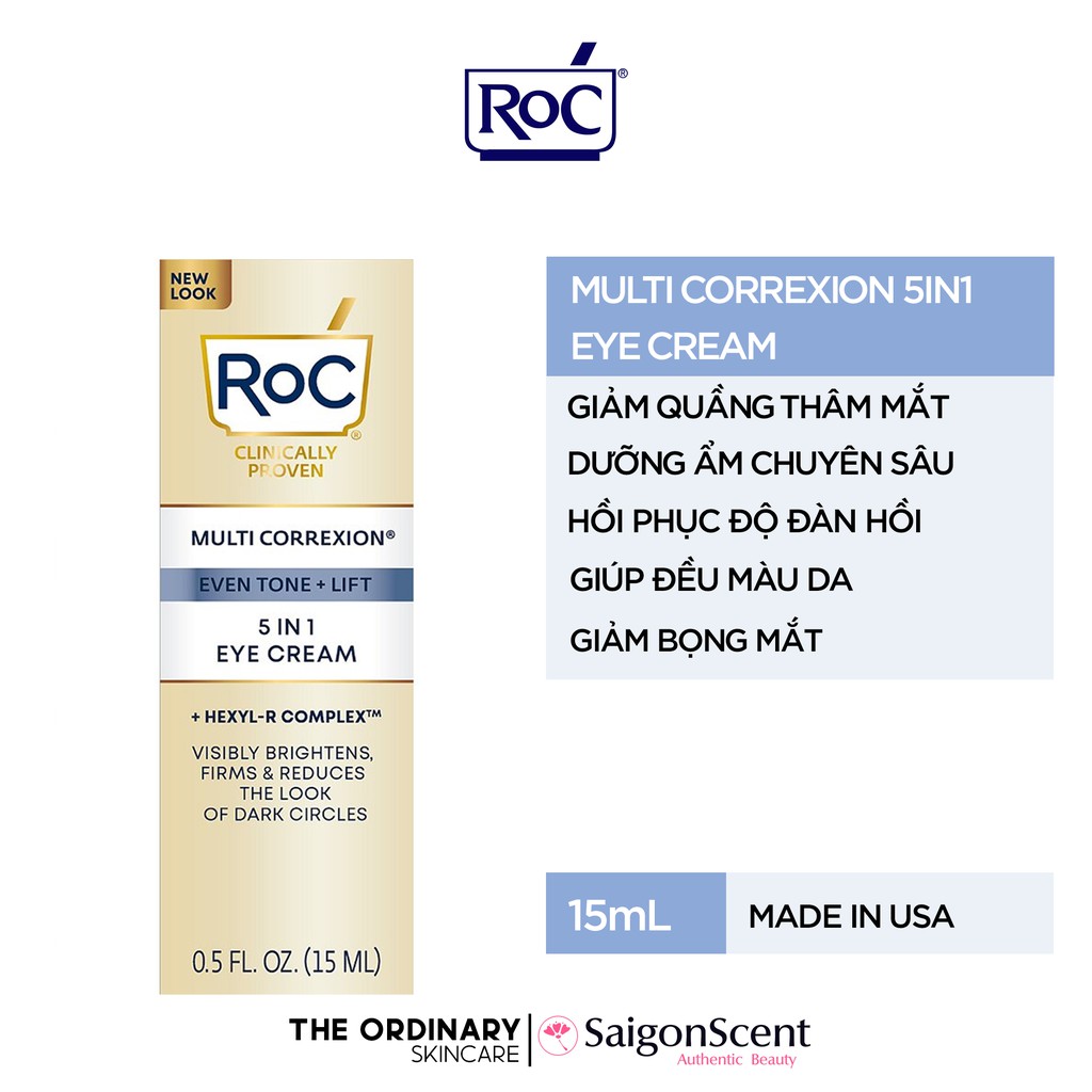 (Rẻ Nhất) Kem dưỡng mắt RoC Multi Correxion 5 In 1