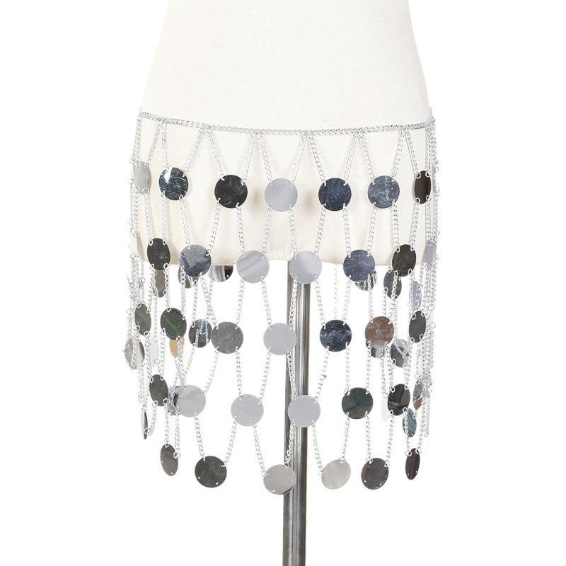 Dây xích lưới phối các điểm tròn lấp lánh đeo thắt lưng trang trí váy múa bụng / đồ bơi đi biển cho nữ