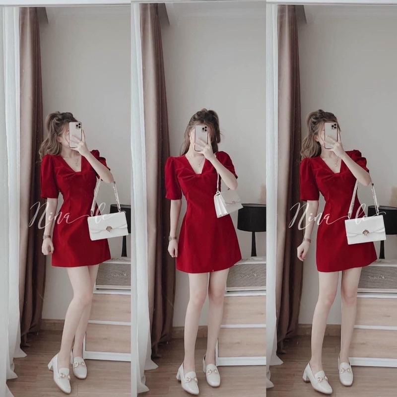 Đầm nơ siêu xinh bigsize 50-90kg mẫu chụp thật 100%