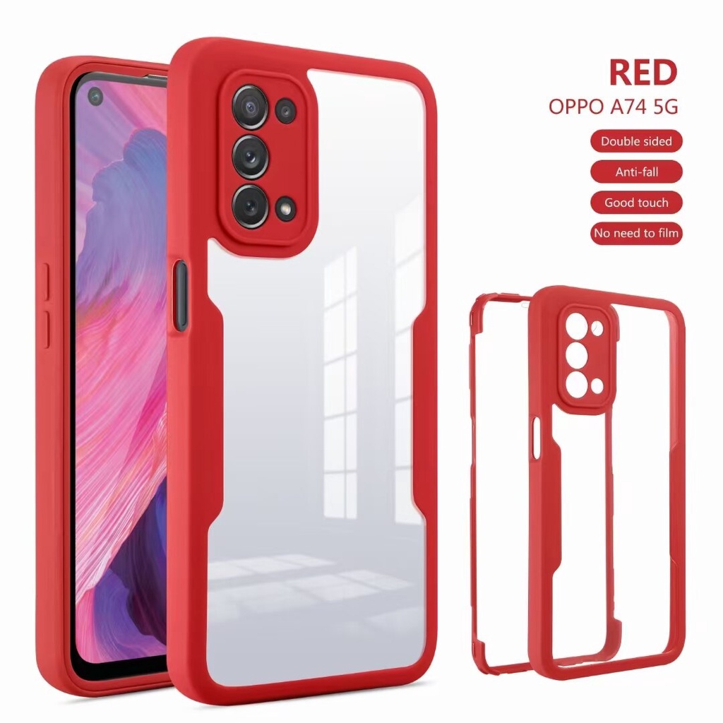 Ốp điện thoại TPU + acrylic bảo vệ 360 độ cho OPPO A15 A74 A93 A54 5G A94 RENO 4Z 5G A74 4G A92S A53 A52 A92 REALME 8 4G 8 PRO