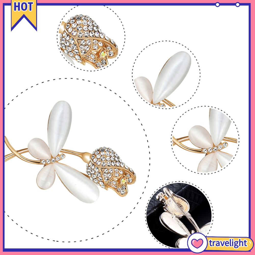 Ghim Cài Áo Hình Bông Hoa / Chuồn Chuồn Đính Ngọc Trai Giả K1