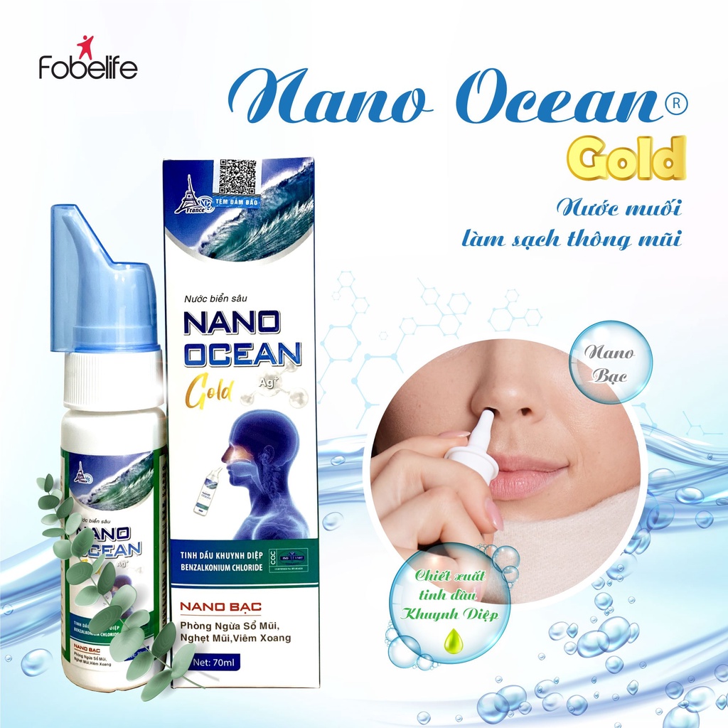 Dung dịch vệ sinh mũi người lớn Nano Ocean Gold Fobelife - chai 70ml
