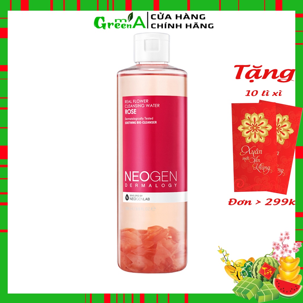 Tẩy Trang Hoa Hồng Neogen NEOGEN DERMALOGY REAL FLOWER CLEANSING WATER ROSE 300ML Sạch Sâu Dưỡng Ẩm Se Khít Lỗ Chân Lông