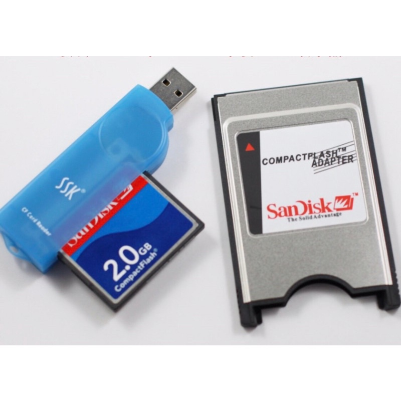Combo thẻ nhớ CF Card Sandisk 2G+Áo thẻ nhớ CNC+đầu đọc thẻ CF SSK dùng cho máy CNC