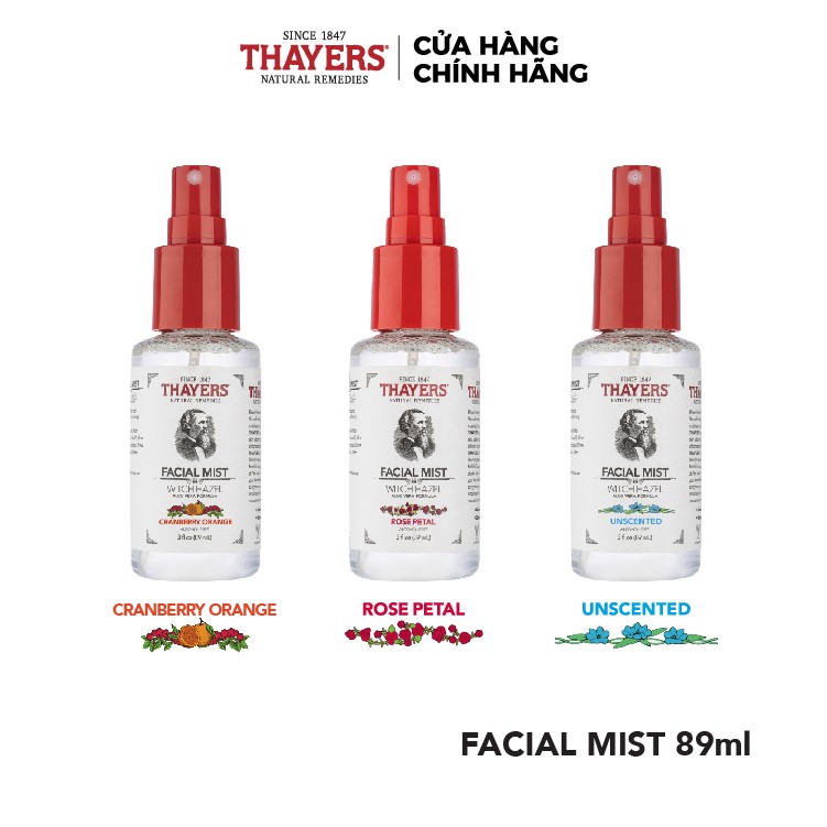 Nước hoa hồng không cồn THAYERS - Hương Cam và Nam Việt Quất - dạng xịt 89ml