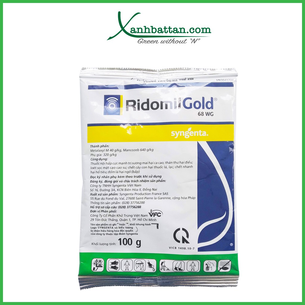 Chế phẩm trừ nấm bệnh cho lan Ridomil Gold 68WG 100 Gram