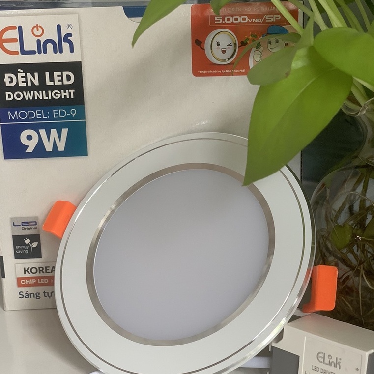 Đèn Led Downlight Elink Âm 3 Chế Độ 9+9W Thiết Kế Viền Bạc Sang Trọng