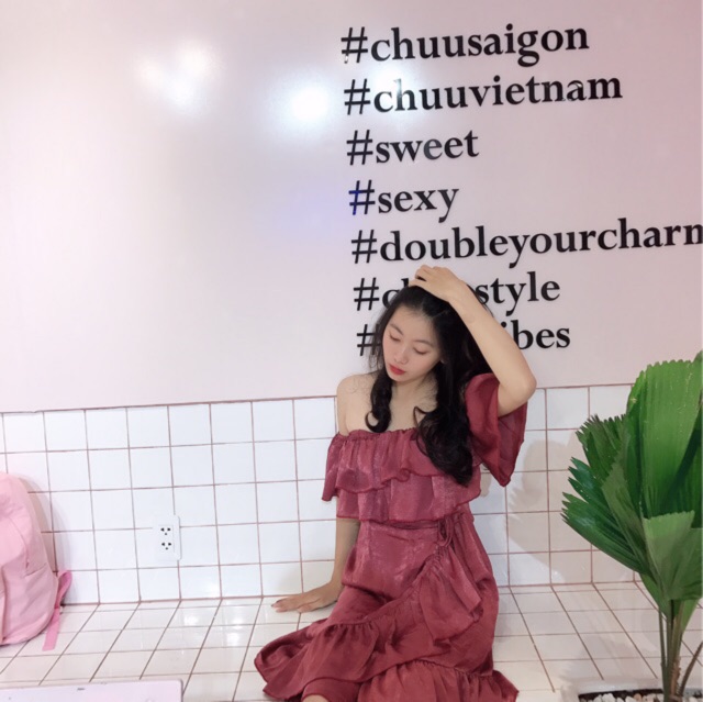 Đầm Bèo Nhiều Màu 2 Lớp Trễ Vai Cực Duyên | BigBuy360 - bigbuy360.vn