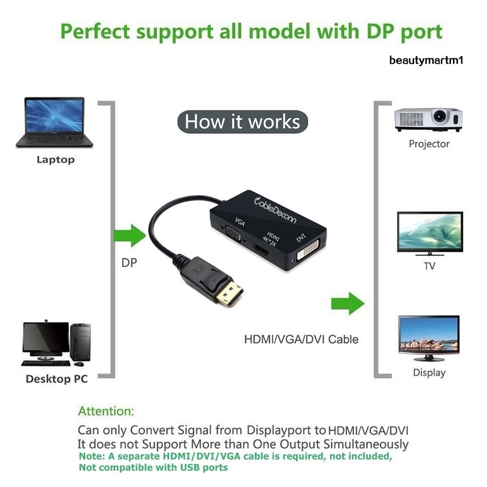 Cáp Chuyển Đổi 3 Trong 1 Hd Display Port Sang Hdmi-Compatible Vga Dvi Female | BigBuy360 - bigbuy360.vn