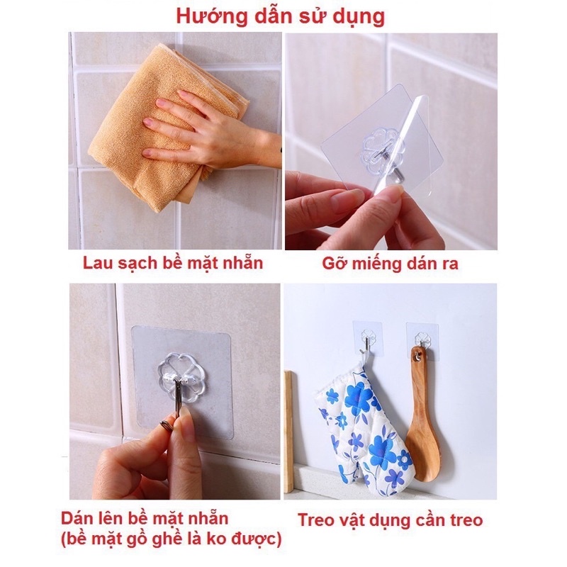 Móc dán tường trong suốt chịu lực siêu tốt ( 1 chiếc móc dính đa năng )