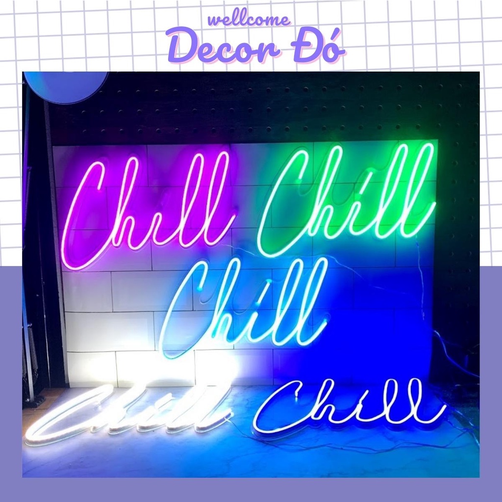 Đèn NeonSign | Chữ Chill Nhiều Màu | Kích Thước 40x18cm | Quà Tặng Trang Trí Cực Chất , Siêu Sáng & Tiết Kiệm Điện |