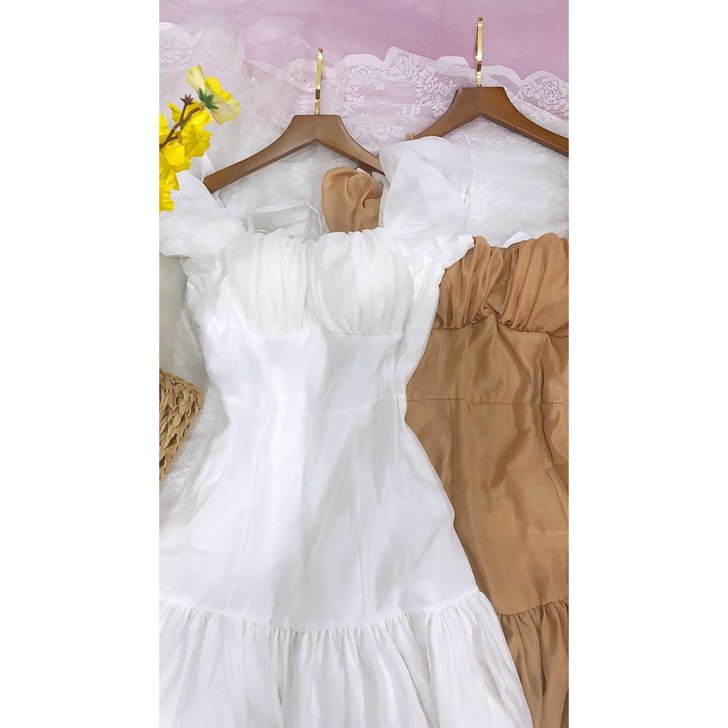 Đầm Trễ Vai Đuôi Cá Tay Phồng AU.Design Đi Tiệc Tôn dáng Chanh Sả