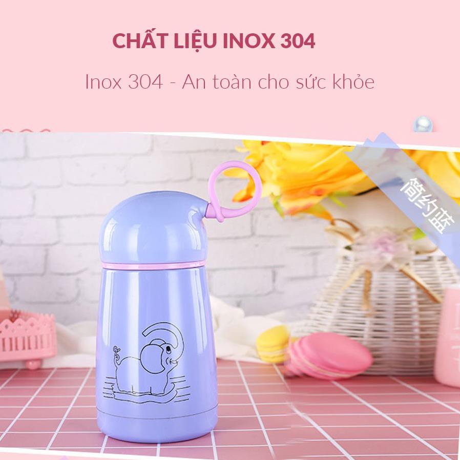 Bình giữ nhiệt INOX 304 dành cho trẻ em họa tiết VOI CON - An toàn tuyệt đối cho bé, dung tích 200ML