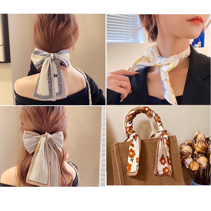 Dây Buộc Tóc Dải Nơ Lụa Ribbon Khăn Turban Hair Tie Đa Năng HOT TREND - Phần 1