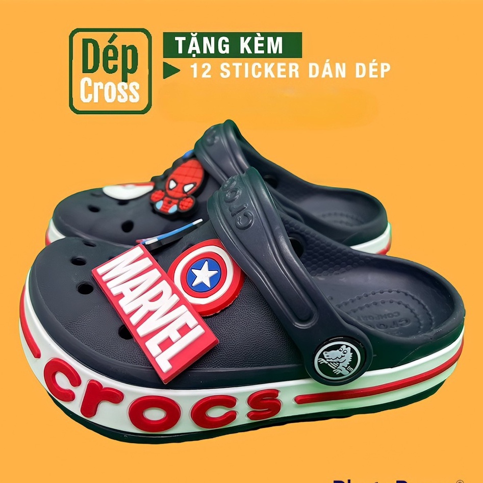 Giàydép Cross đế bánh mì baya màu tím than viền chữ đỏ tặng thêm 12 sticker cross