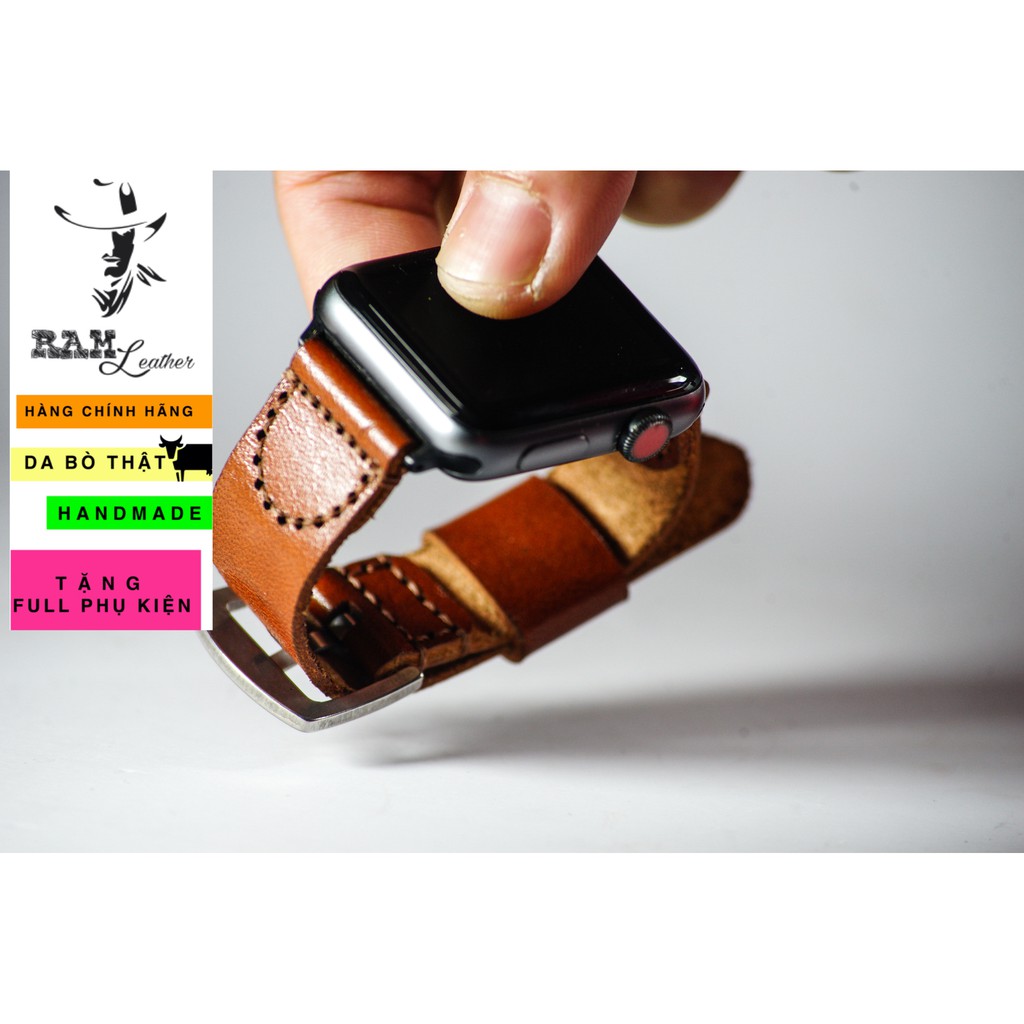 Dây đồng hồ RAM Leather vintage simple vachetta da bò Italia Vegtan nâu đỏ