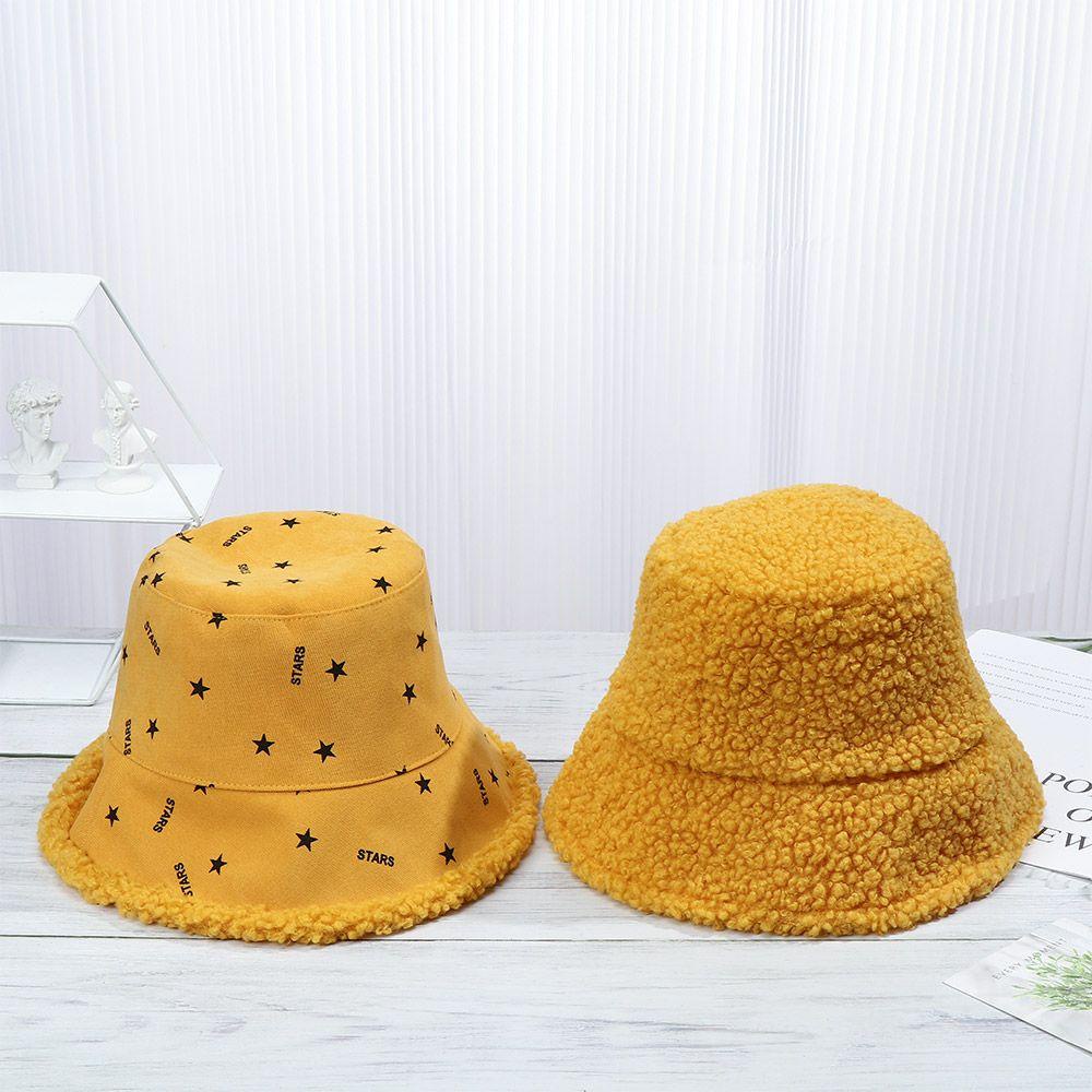 Mũ Bucket Lông Mềm Hai Mặt Giữ Ấm Mùa Đông
