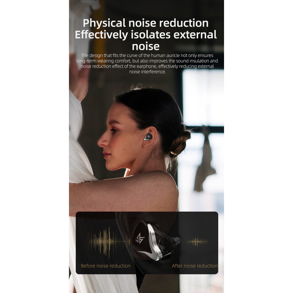 Tai nghe KZ Z3 TWS không dây bluetooth 5.2 1BA+1DD HiFi chống ồn có nút điều khiển cảm ứng SKS Z1 S2 chất lượng cao