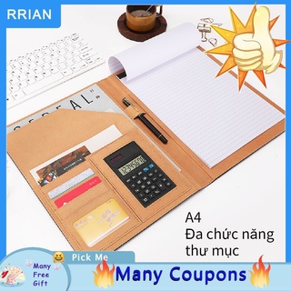 Rrian Bìa kẹp tài liệu khổ giấy A4 nhiều ngăn đa dụng có khe đựng danh thiếp tiện lợi