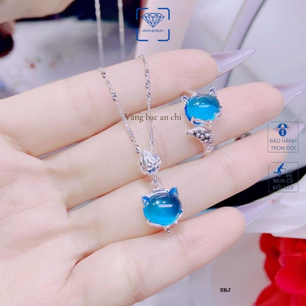 Combo Dây chuyền , nhẫn hồ ly đính đá phong thủy, chuẩn bạc ta sáng đẹp không xỉn màu, Anchi jewelry