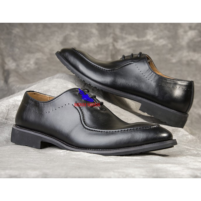 Giày Tây Nam Da bò Cao Cấp Giày Công sở Cổ điển Cao Cấp Doanh nhân Kinh doanh Phong cách Ý B-12 màu đen