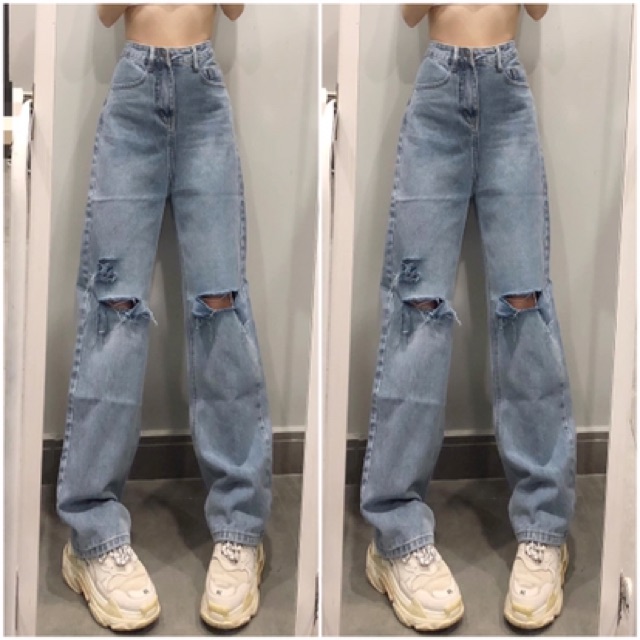 [Mã 44FASHIONSALE492 giảm 10K đơn 50K] QUẦN JEANS DÁNG SIÊU DÀI RÁCH DÁNG XUÔNG- [hình thật | BigBuy360 - bigbuy360.vn