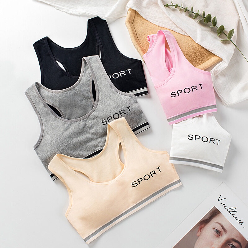 Áo Lót Thể Thao Chất Liệu Cotton Có Miếng Đệm Ngực Dành Cho Bé Gái 8-14 Tuổi