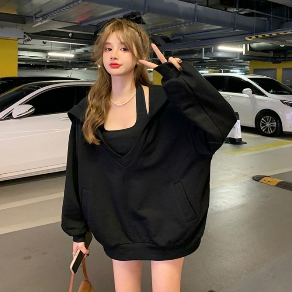 COZOK Set áo hoodie không tay + áo khoác ngoài thời trang dành cho nữ