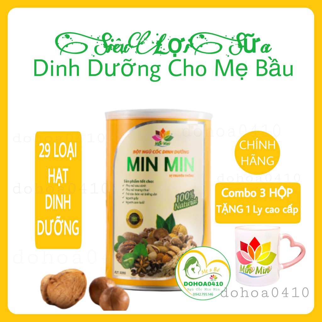 NGŨ CỐC MIN MIN 1,5KG TẶNG LY SỨ, NGŨ CỐC LỢI SỮA, NGŨ CỐC DINH DƯỠNG CAO CẤP MIN MIN 29 LOẠI HẠT,NGŨ CỐC HẠT CHO BÀ BẦU
