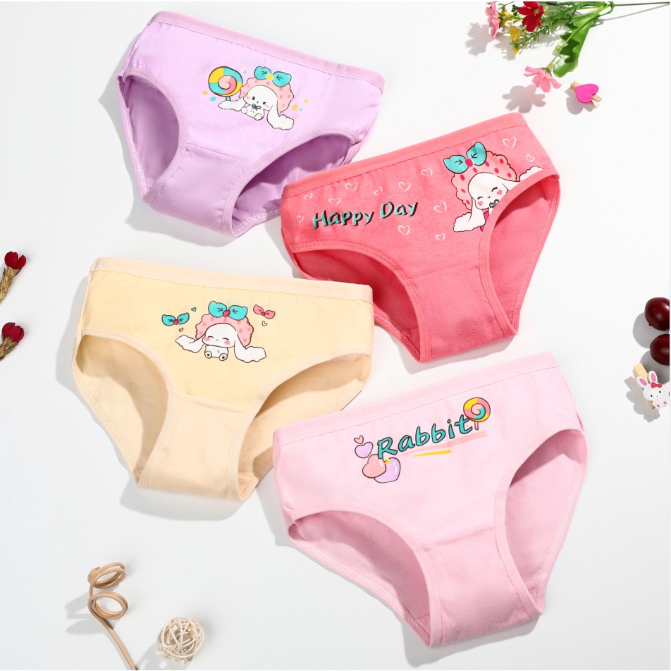 Set 4 quần lót SMY cotton mềm mại họa tiết hoạt hình đáng yêu dành cho bé gái