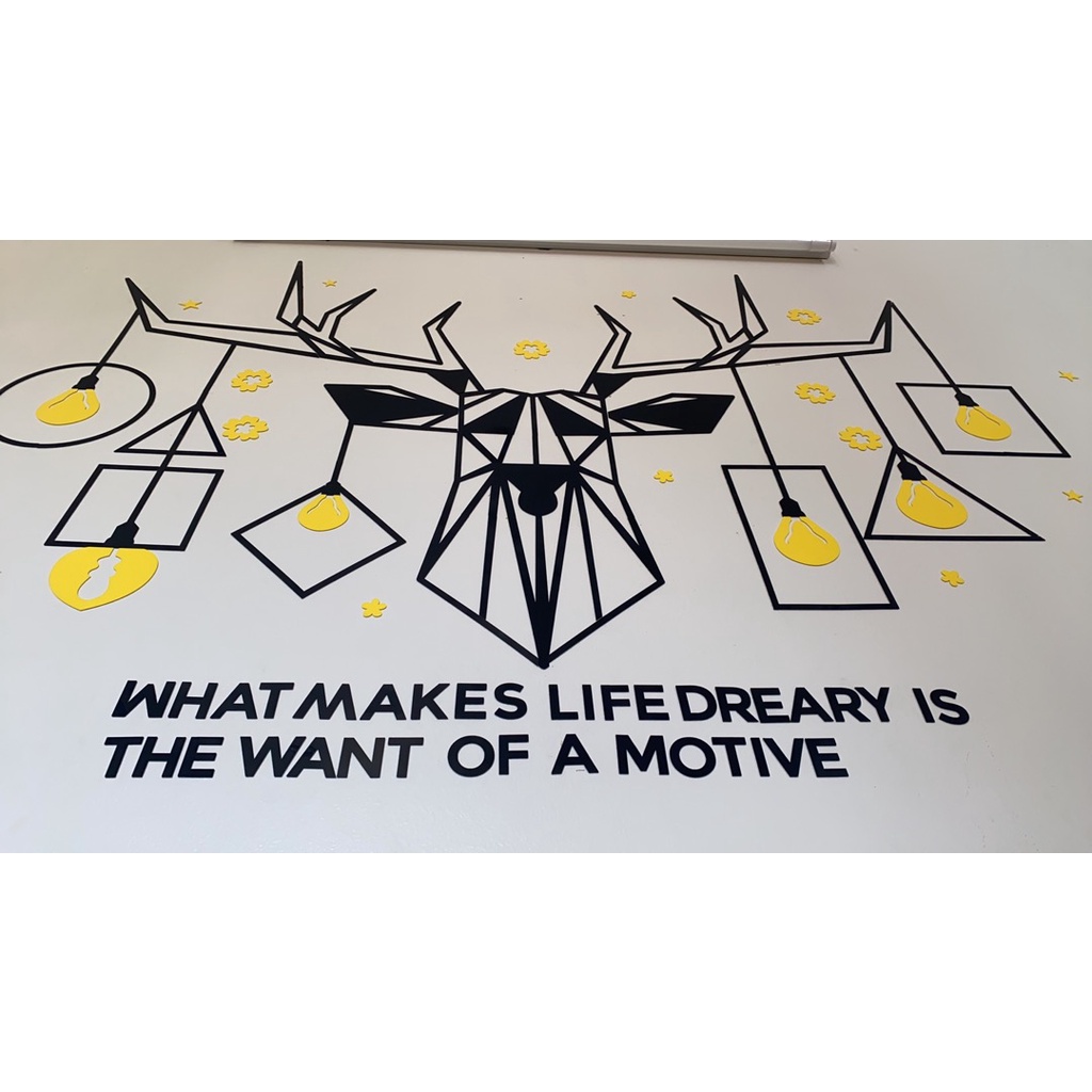 Tranh dán tường mica 3d decor khổ lớn đầu tuần lộc có sừng trang trí phòng khách, phòng ngủ Nhiều Size - EPeBen