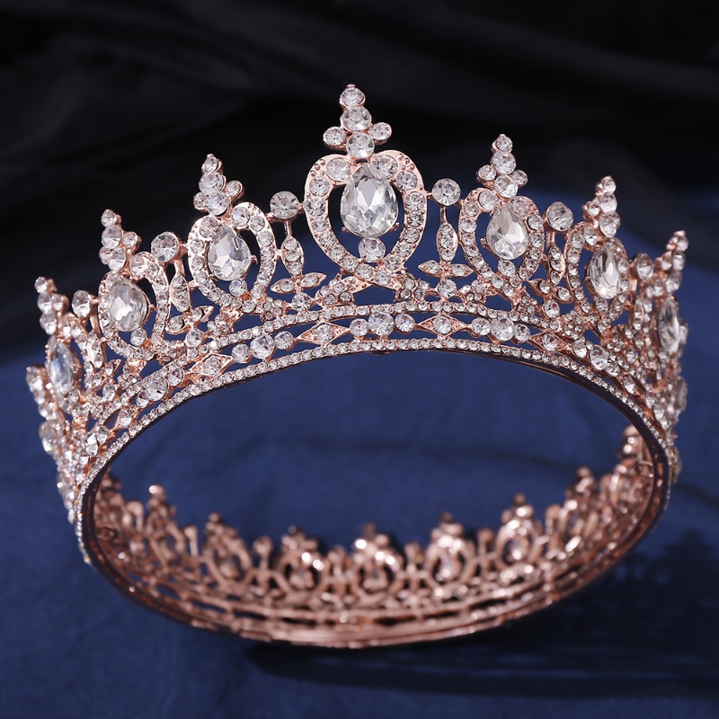 Vương Miện Cài Tóc Đính Đá Tròn Phong Cách Châu Âu Sang Trọng Thời Trang Cao Cấp