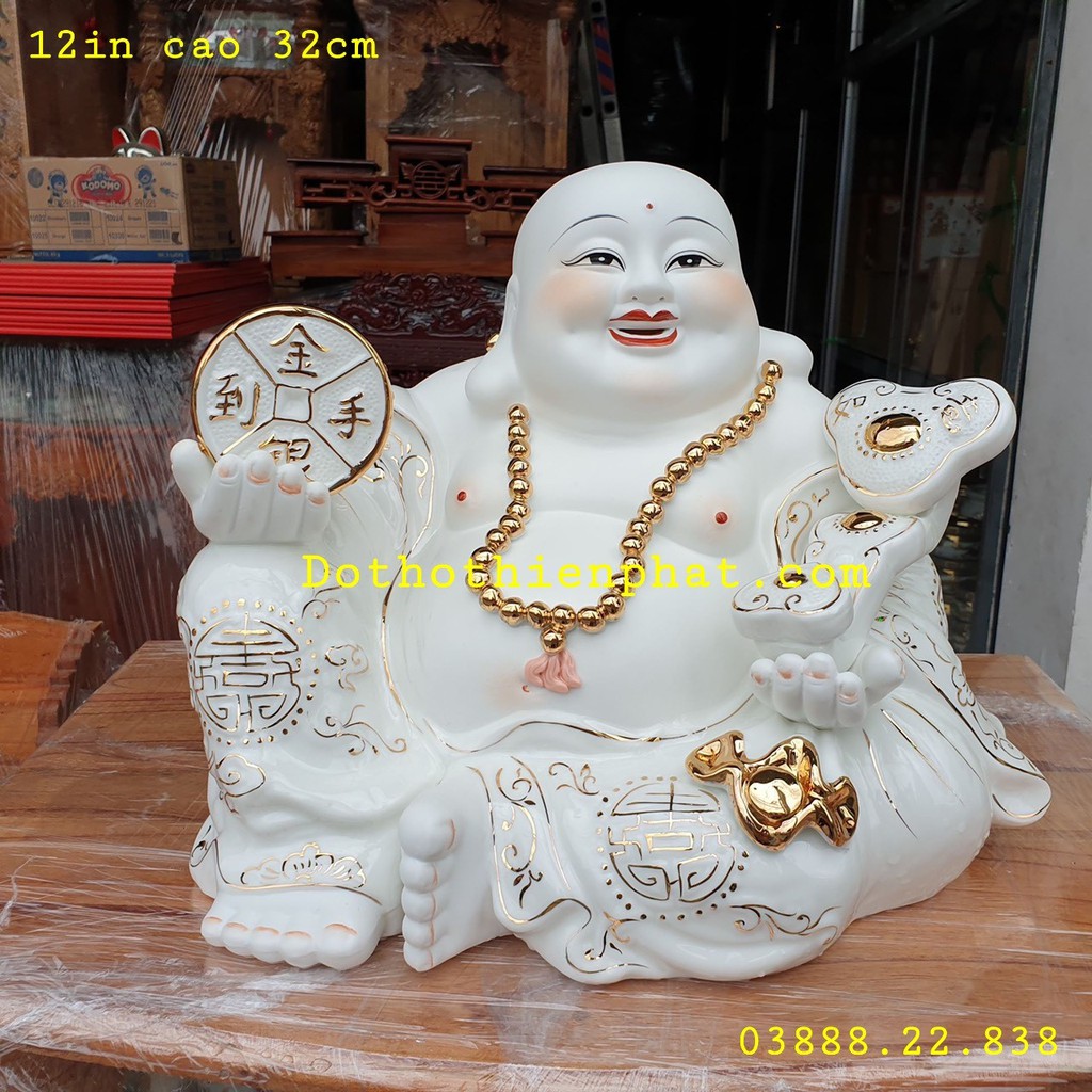 Tượng Di Lặc sứ 12in cao 32cm mẫu mới cao cấp