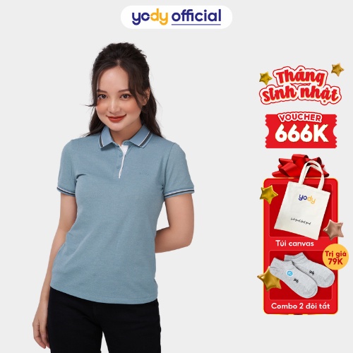 Áo polo nữ YODY có cổ vải compact siêu nhẹ thoáng mát - APN5340
