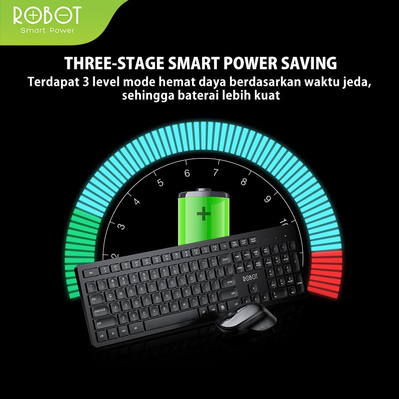 Bộ Bàn Phím Và Chuột Tĩnh Âm Không Dây ROBOT KM4000 2.4GHz Độ Phân Giải 1600DPI Hàng Chính Hãng Bảo Hành 12 Tháng