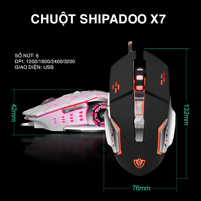 Chuột chơi game X7 | LED 7 màu, DPI 3200 chơi game cực nhạy và bền