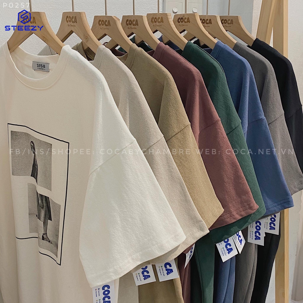 Áo thun cotton mặt lông dày in hình 2 nửa người ngược form rộng (Có sẵn/Ảnh thật)