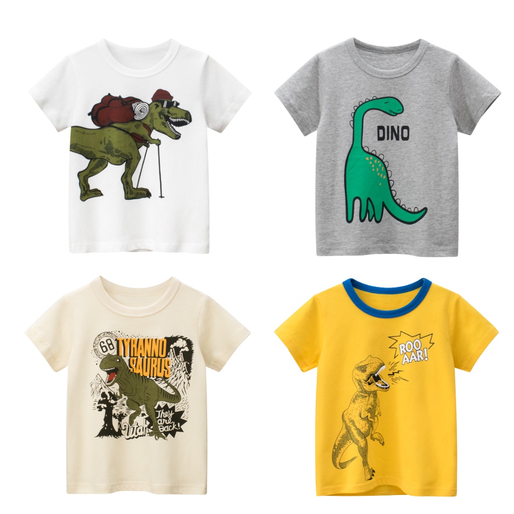 Áo thun bé trai TrueKids, áo thun cho bé trai in khủng long chất cotton 100%