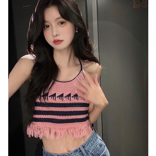 Áo hai dây ZHELIHANGFEI dệt kim thời trang mùa hè quyến rũ cho nữ