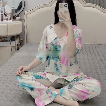 Bộ Lụa Ngủ Tiểu Thư, Bộ Pizama Tay Ngắn, Chất Liệu Latin Cao Cấp Mát Lịm [HÀNG CHUẨN ĐẸP] | BigBuy360 - bigbuy360.vn