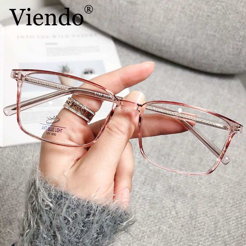 Mắt kính giả cận VIENDO gọng vuông tròng đổi màu chống ánh sáng xanh/ tia UV màu sắc thời trang cho nam nữ