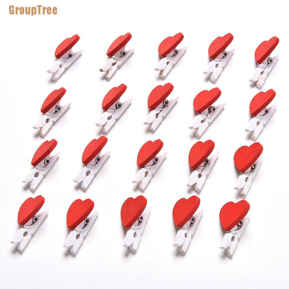 Set 20 kẹp gỗ hình trái tim độc đáo sáng tạo để trang trí