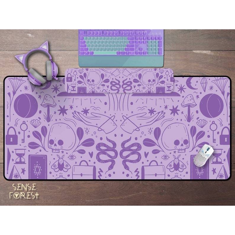 Tấm Lót Chuột Bàn Phím Màu Tím Hình Phù Thủy Spooky lilac Dễ Thương