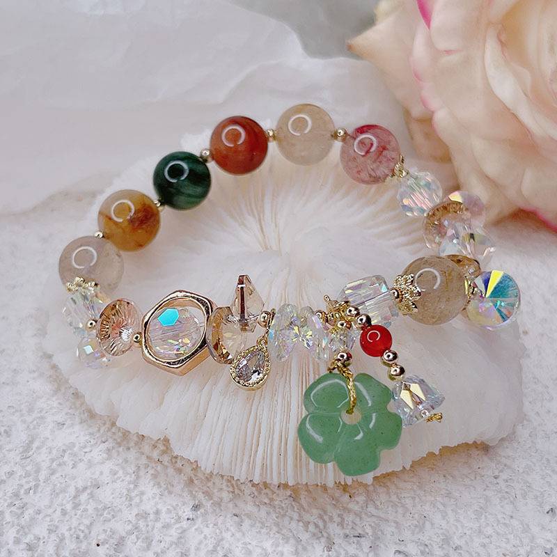 Vòng Tay Pha Lê Tự Nhiên + Vòng Tay Pha Lê Swarovski Màu Xanh Lá