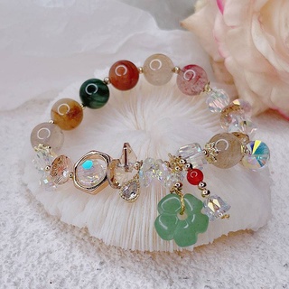 Vòng tay pha lê tự nhiên + vòng tay pha lê swarovski màu xanh lá