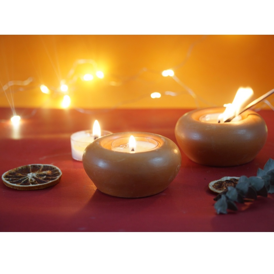 Đế Bỏ Nến Tealight Đất Nung Hình Tròn - DN35