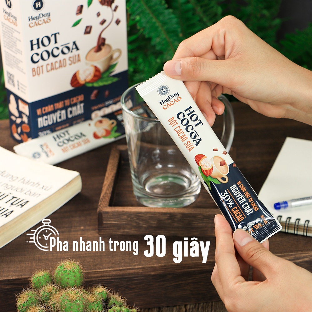 Bột Cacao Sữa Heyday - Đậm Vị Chân Thật Từ Cacao Nguyên Chất - Hộp Giấy 12 Gói x 20g