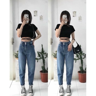 [Hình Thật] Áo Croptop tay ngắn cột eo