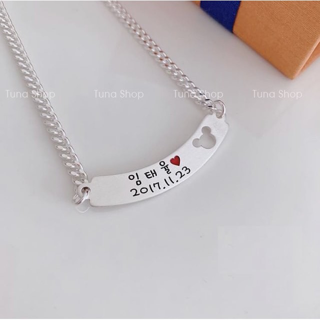 Vòng tay bạc em bé hàng thiết kế, Lắc bạc cho bé được khắc chữ theo yêu cầu  TUNA SILVER Trang sức bạc
